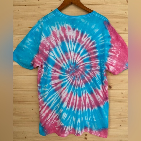 NEW Unisex XL GILDAN Soft Style Gender Reveal Pink Blue Spiral Tie-Dye T-Shirt - Picture 4 of 8